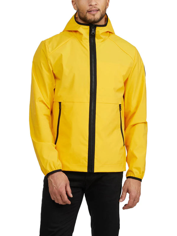 Pajar Mens Benton Packable Rain Jacket with Fix Hood and Shirtail Hem - GOLDEN
