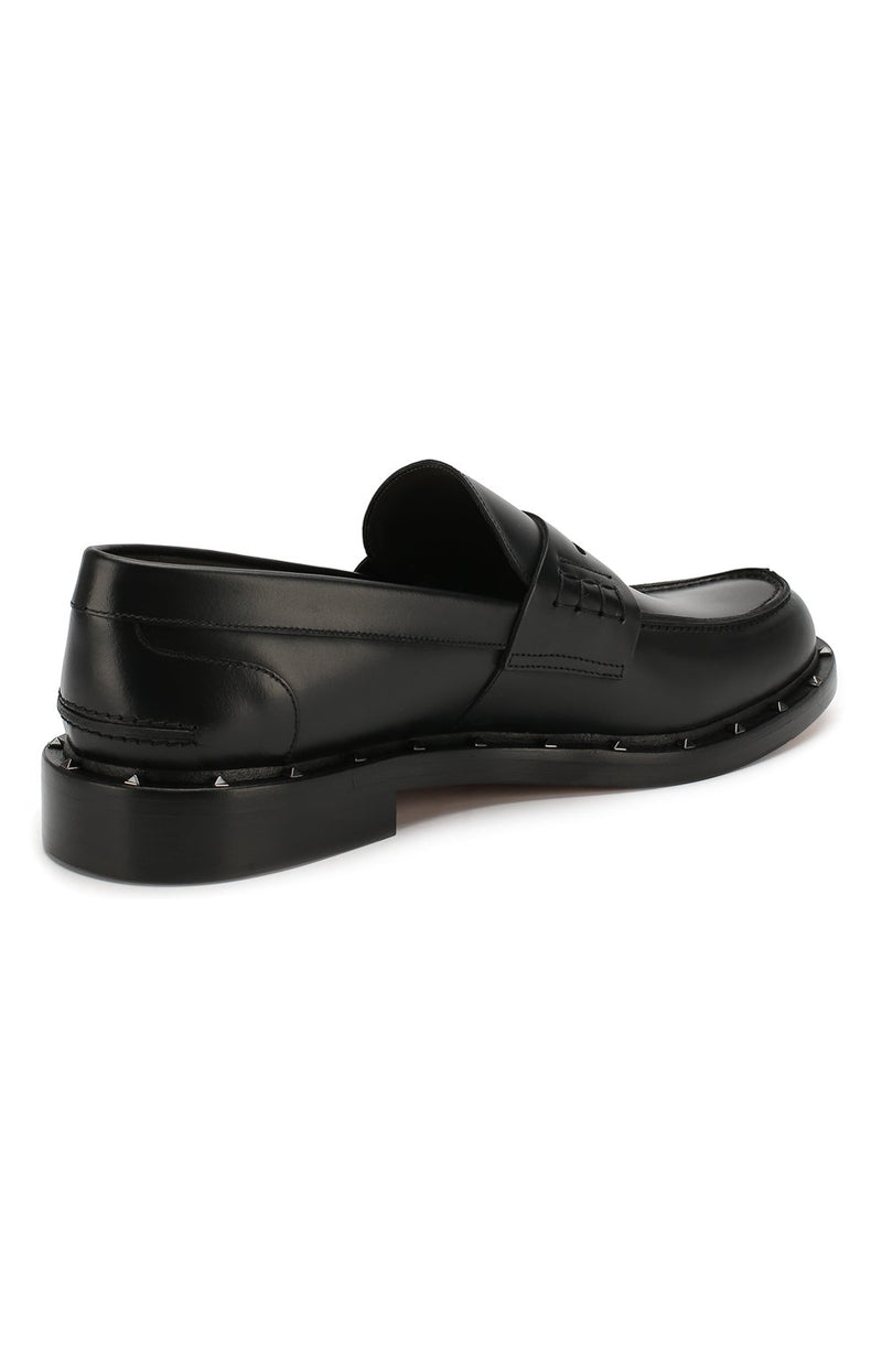 Valentino Garavani Men's Leather Studded Loafers - BLACK