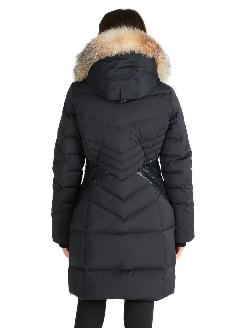 Pajar Womens Countess Puffer Jacket with Det Fur Trim and Hood - BLACK