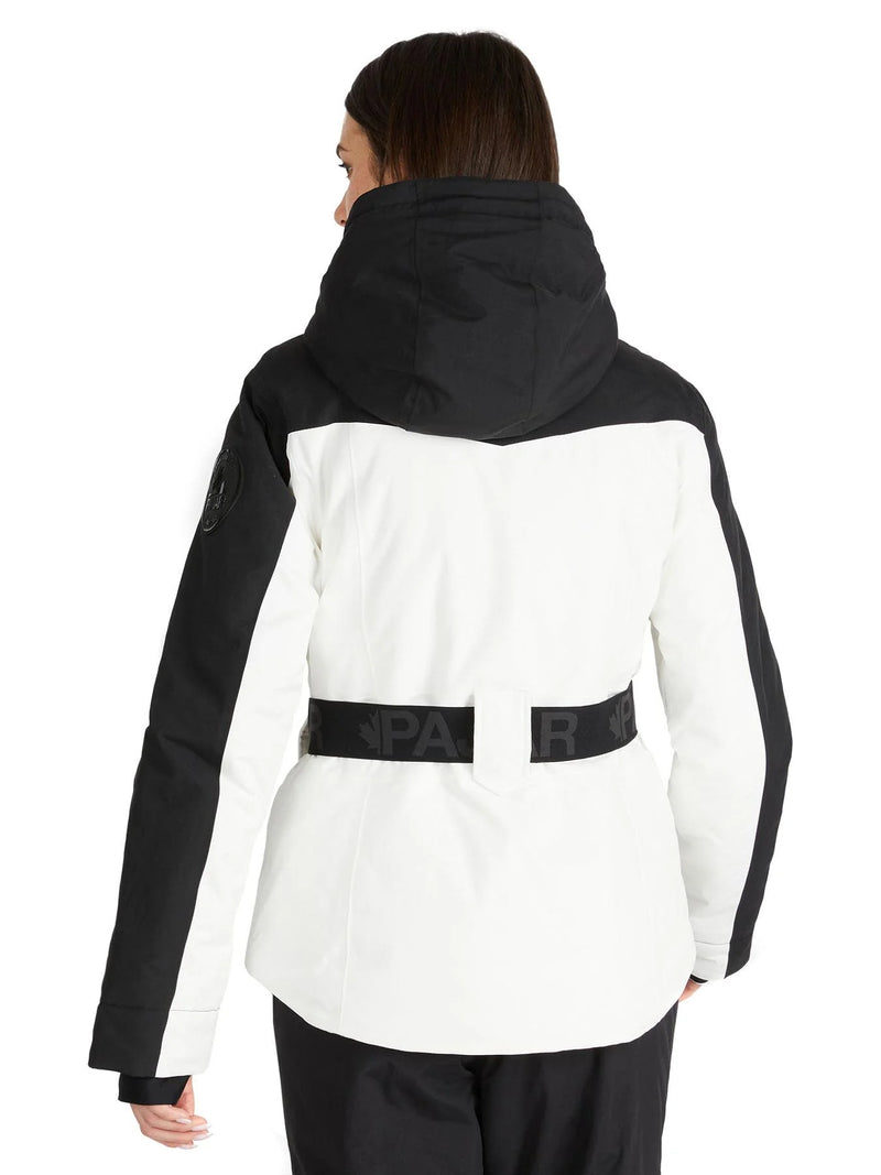 Pajar Womens Gabbi Belted Ski Jacket with Fixed Hood - WHITE