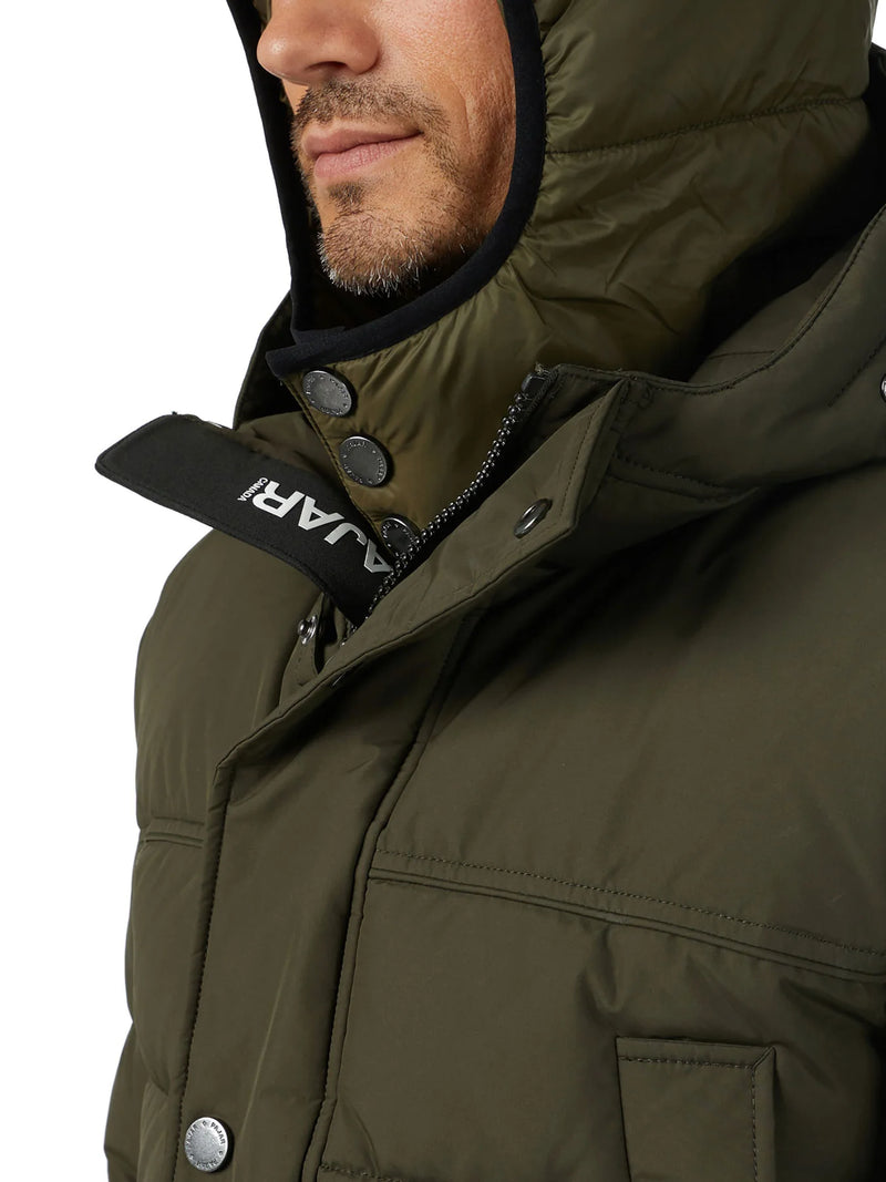 Pajar Mens Teller Quilted Parka with Fixed and Det Hood - MILITARY