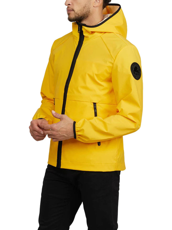 Pajar Mens Benton Packable Rain Jacket with Fix Hood and Shirtail Hem - GOLDEN