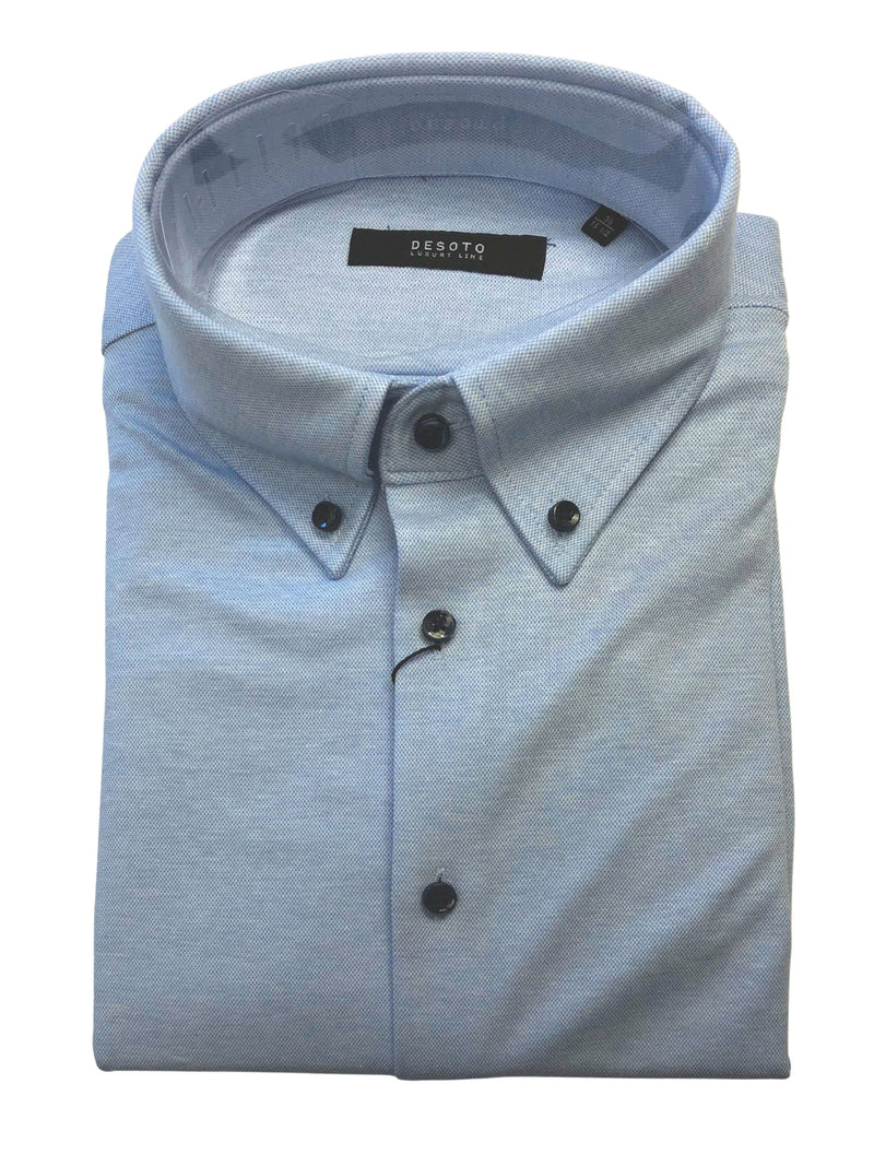 Desoto Men's Pique Luxury Short Sleeve - LIGHT BLUE