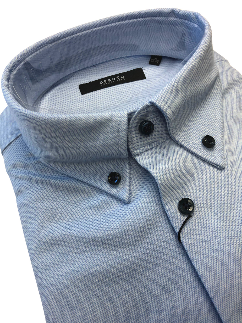 Desoto Men's Pique Luxury Short Sleeve - LIGHT BLUE