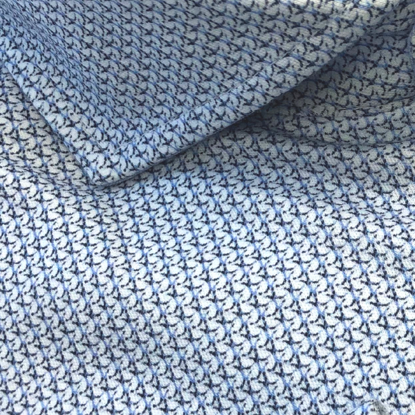 Desoto Men's Luxury Print Long Sleeve - WHITE/BLUE ABSTRACT
