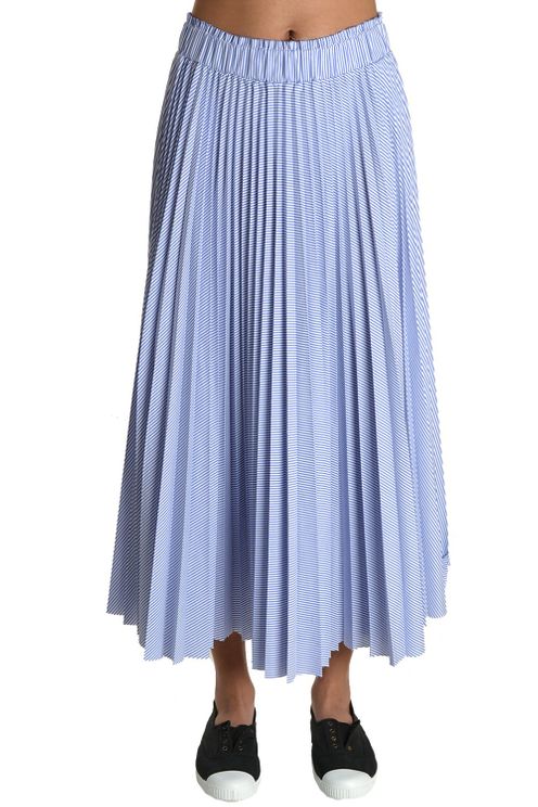 Ottod'Ame Women's Fine Stripe Pleated Skirt - BLUE