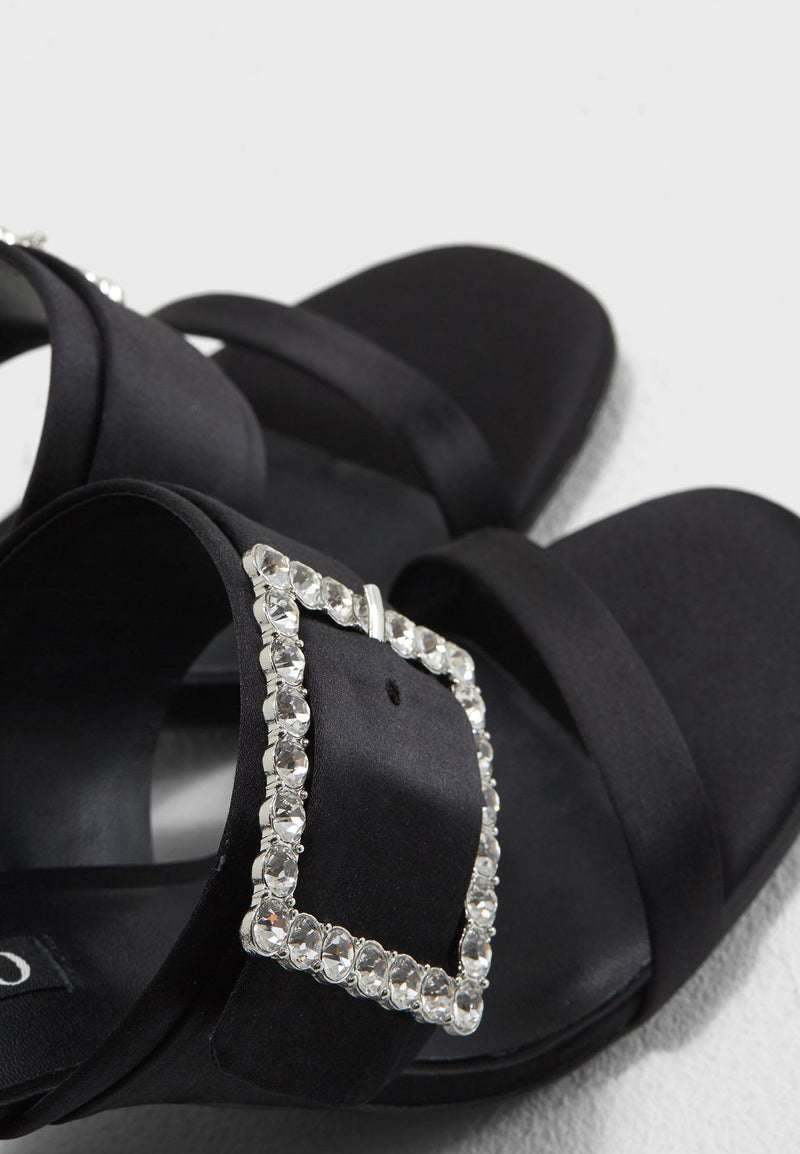Senso Women's Milla Satin Block Heel Sandal - BLACK
