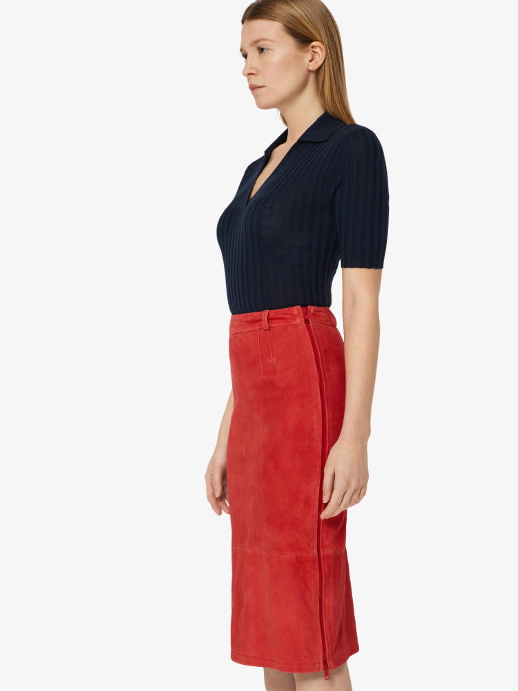 J.Lindeberg Womens Dixon Stretch Suede Skirt - RACING RED
