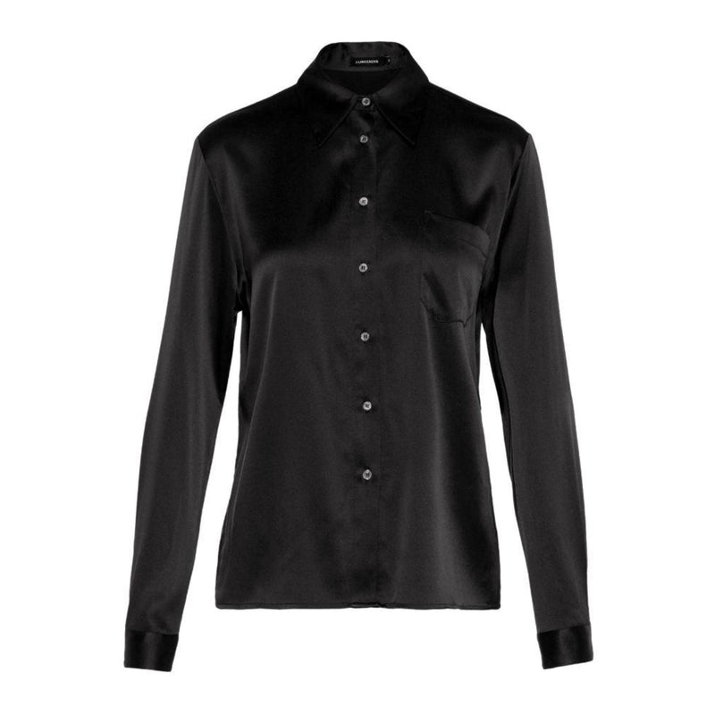 J.Lindeberg Womens Mallory Washed Silk Shirt - BLACK
