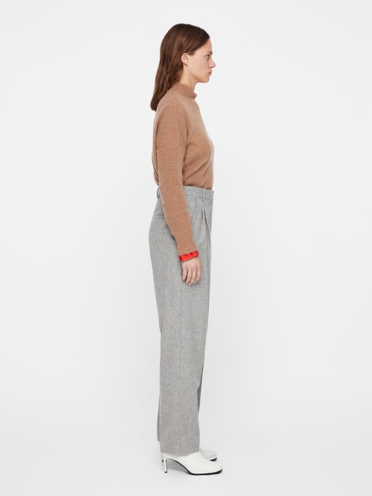 J.Lindeberg Womens Avalon Wool Flanell Trousers - LIGHT GREY MELANGE