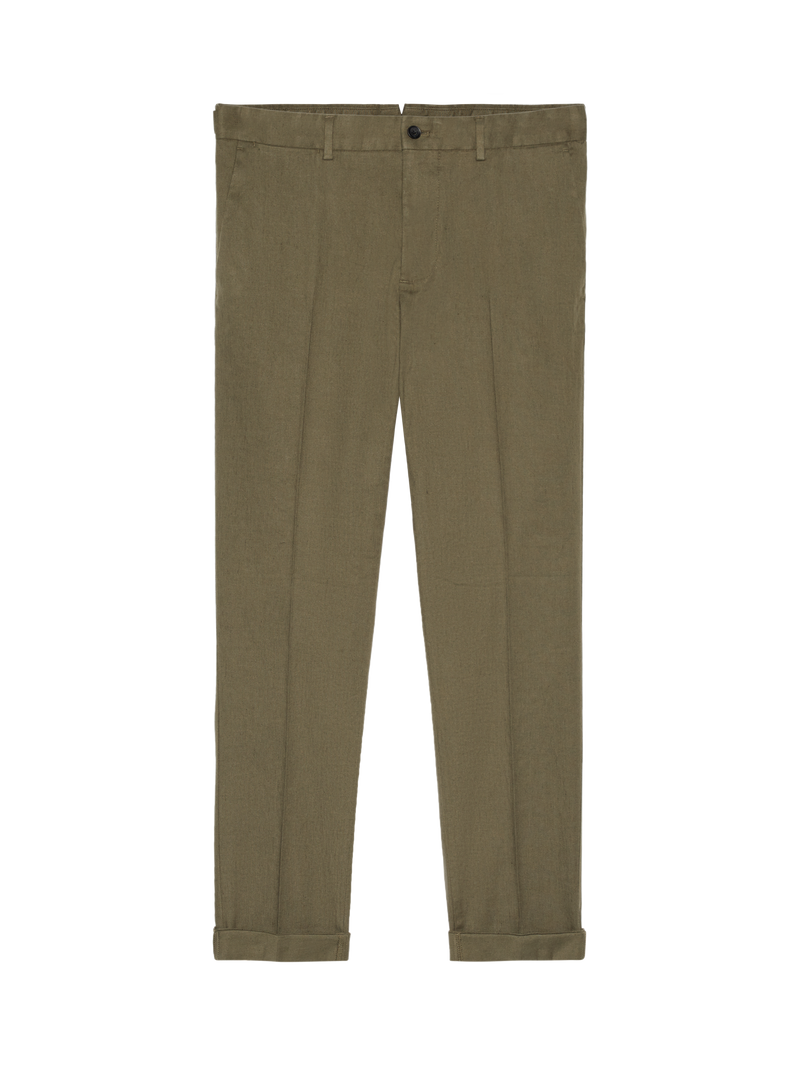 J.Lindeberg Mens Grant Cotton Linen Stretch Pants - IVY GREEN