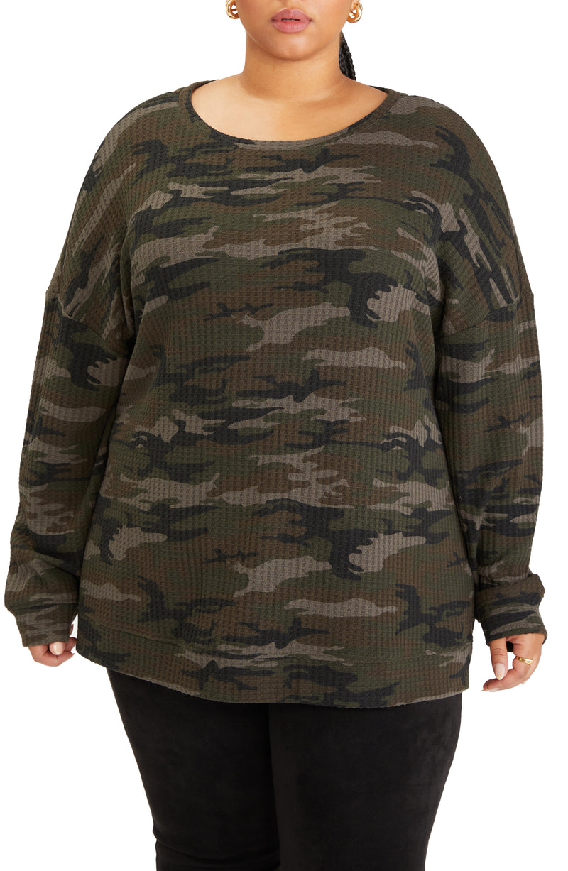 Sanctuary Women's Slow Time Waffle Tunic - FOREST CAMO