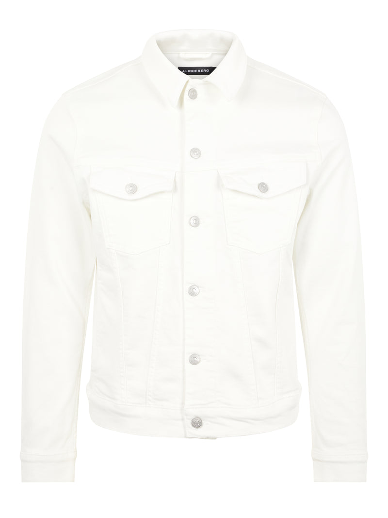 J.Lindeberg Mens Ran Solid Stretch Denim Jacket - CLOUD WHITE