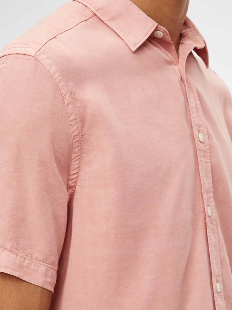 J.Lindeberg Mens Comfort Tencel Short Sleeves Regular Shirt - ROSE COPPAR