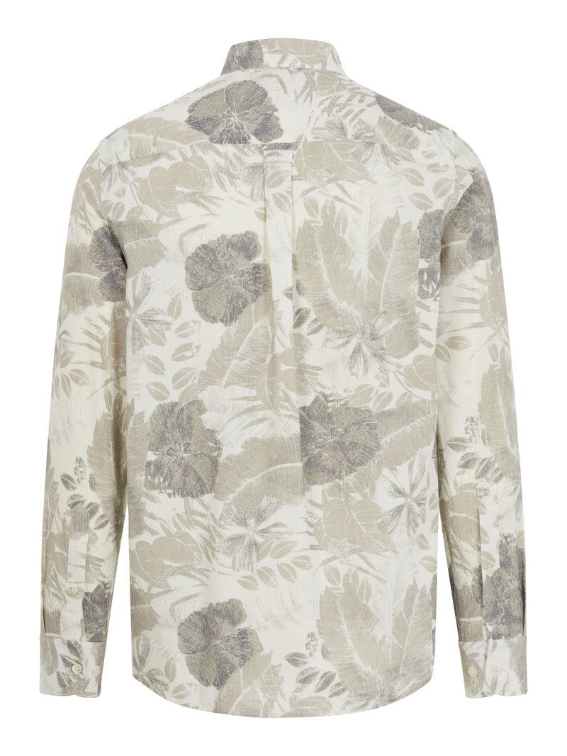 J.Lindeberg Mens Seasonal Print Regular Fit Shirt - CLOUD WHITE