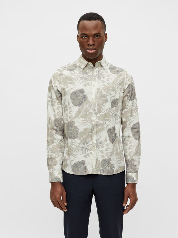 J.Lindeberg Mens Seasonal Print Regular Fit Shirt - CLOUD WHITE