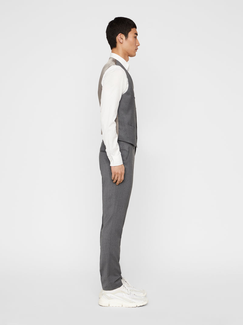 J.Lindeberg Mens Justin Comfort Wool Vest - STONE GREY