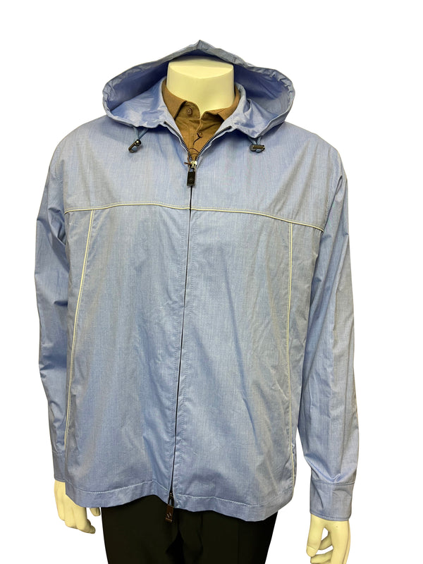 Pal Zileri Mens Hooded Zip Jacket - LIGHT BLUE