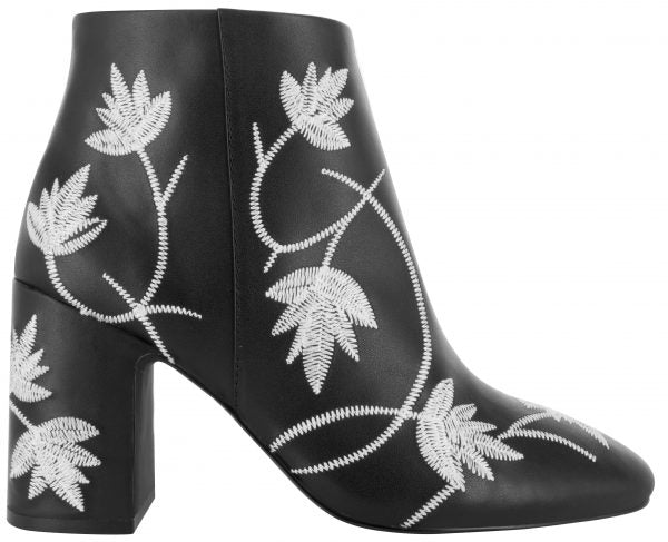 Senso Women's Julia I Calf Embroidered Chunky Heel Boot- BLACK