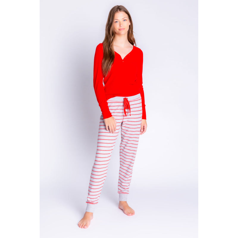 PJ Salvage Women's Frosted Fairisle Stripes Jampant - GREY
