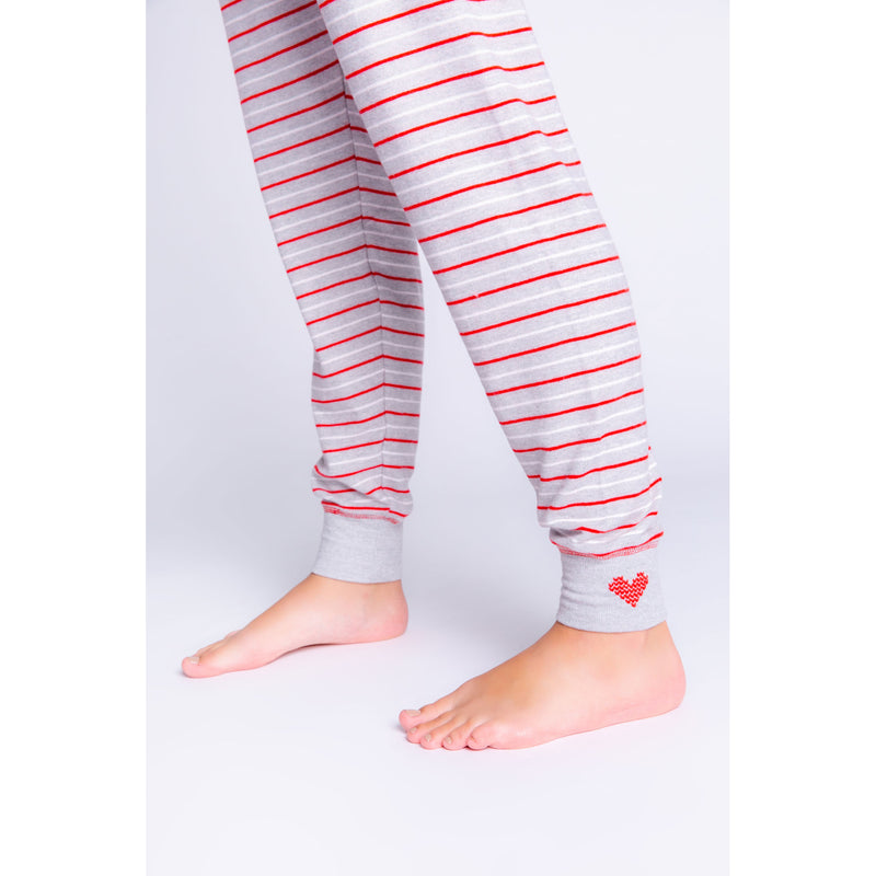 PJ Salvage Women's Frosted Fairisle Stripes Jampant - GREY