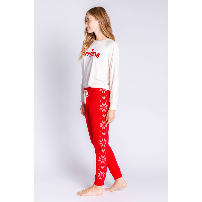 PJ Salvage Women's Fairisle Snowflakes Pants - RED