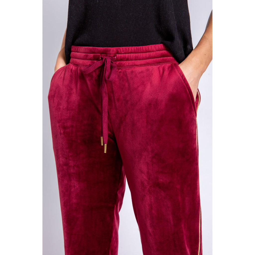 PJ SALVAGE Womens Port Wine Red Ribbed Spot Jammie Jogger Lounge