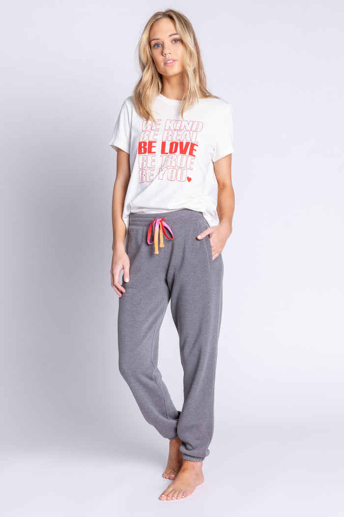 PJ Salvage Women's Love In Color Hearts Banded Pants - HEATHER CHARCOAL