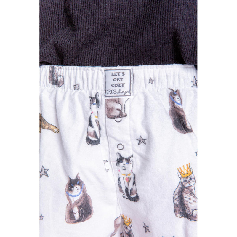 PJ Salvage Women's Flannels Cats Shorts - ECRU