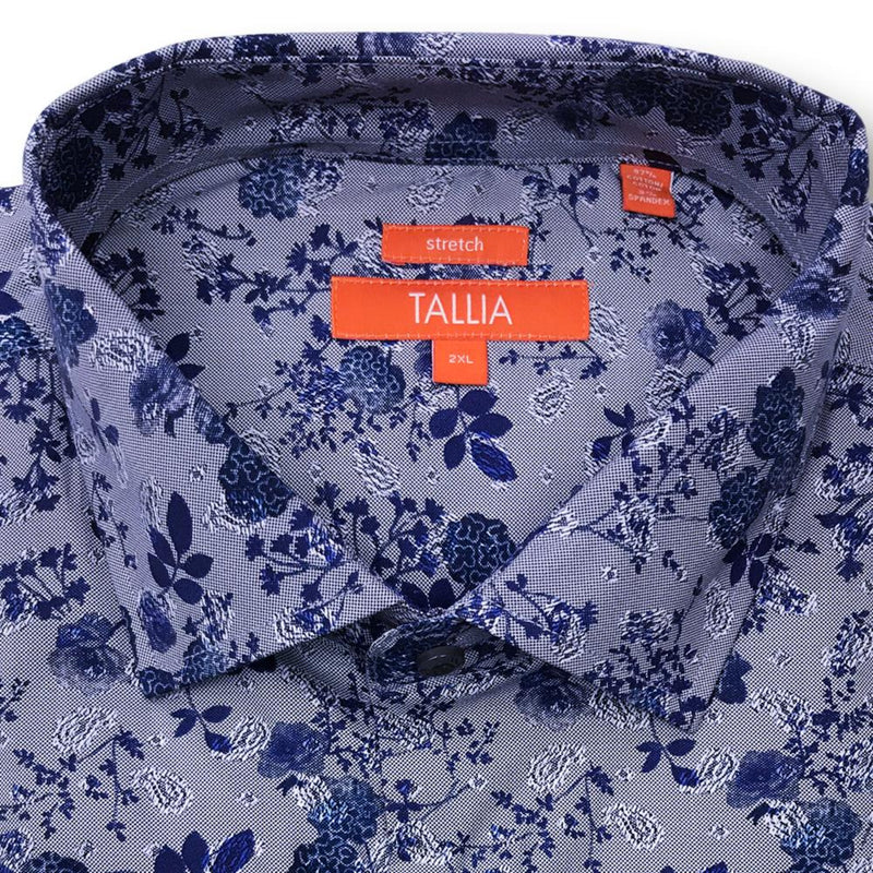 TALLIA BIG AND TALL - MENS FLOWERS - MICRO PAISLEY DRESS SHIRT - INDIGO - Dress Kodes